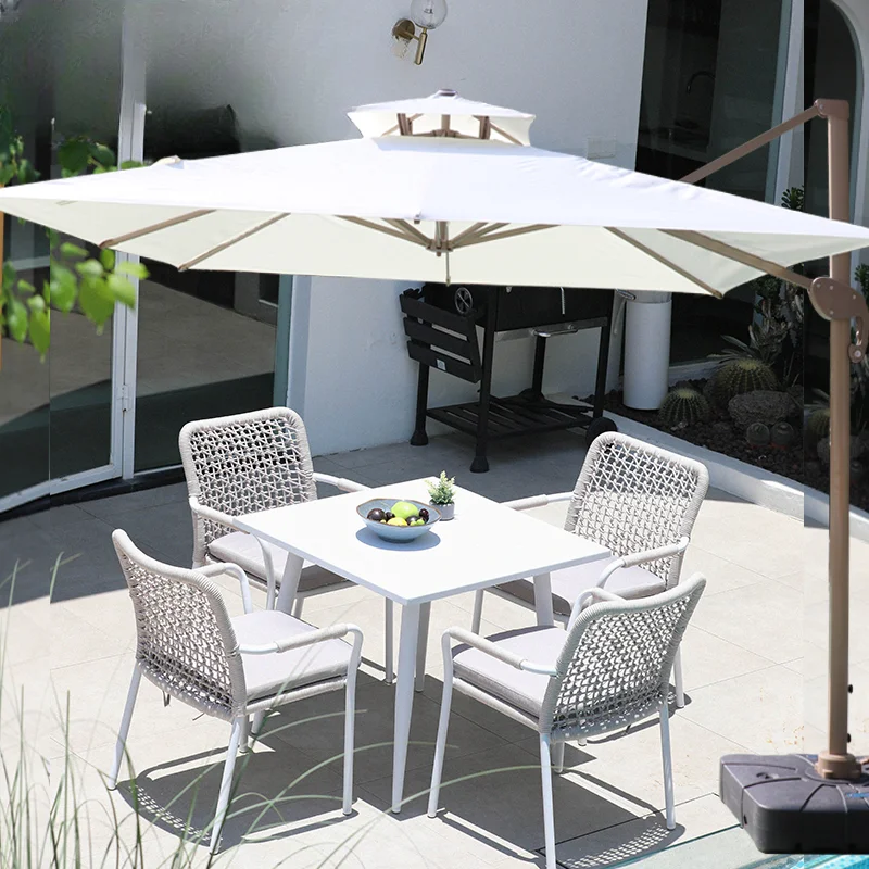 Outdoor leisure rattan chairs, all aluminum long table, courtyard terrace, villa, garden dining table