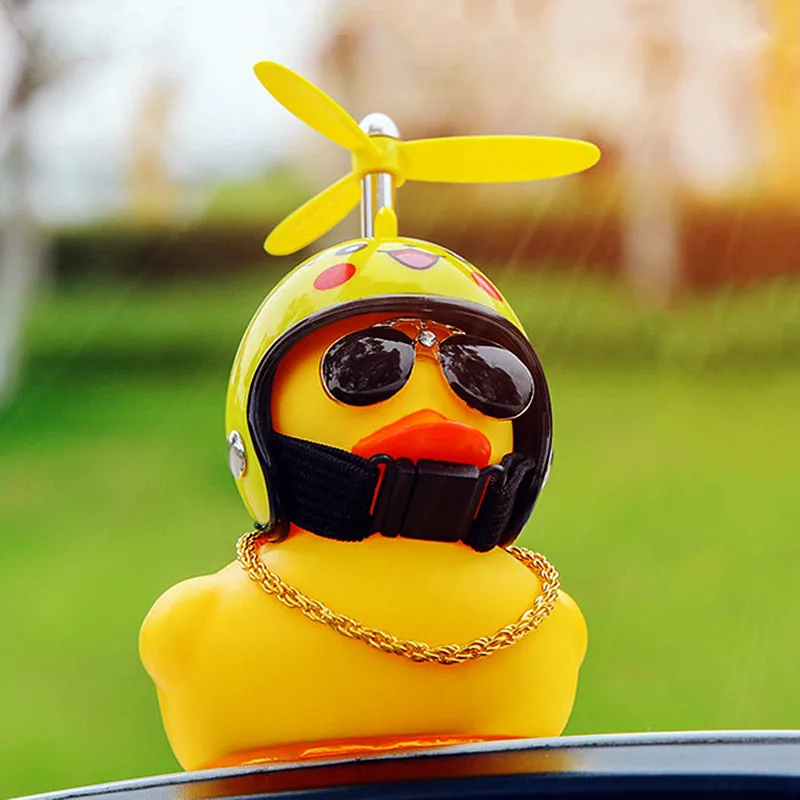 Car Goods Gift Broken Wind Helmet Small Yellow Duck Car Decoration Accessories Wind-breaking Wave-breaking Duck Cycling Decor