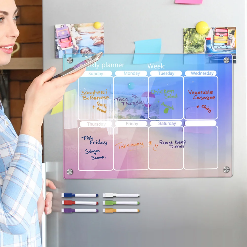 

Magnetic Weekly Planner Board 1 Set Acrylic Dry Erase Small Fridge Magnetic Board For Kitchen Schedule Daily Planning Organizer