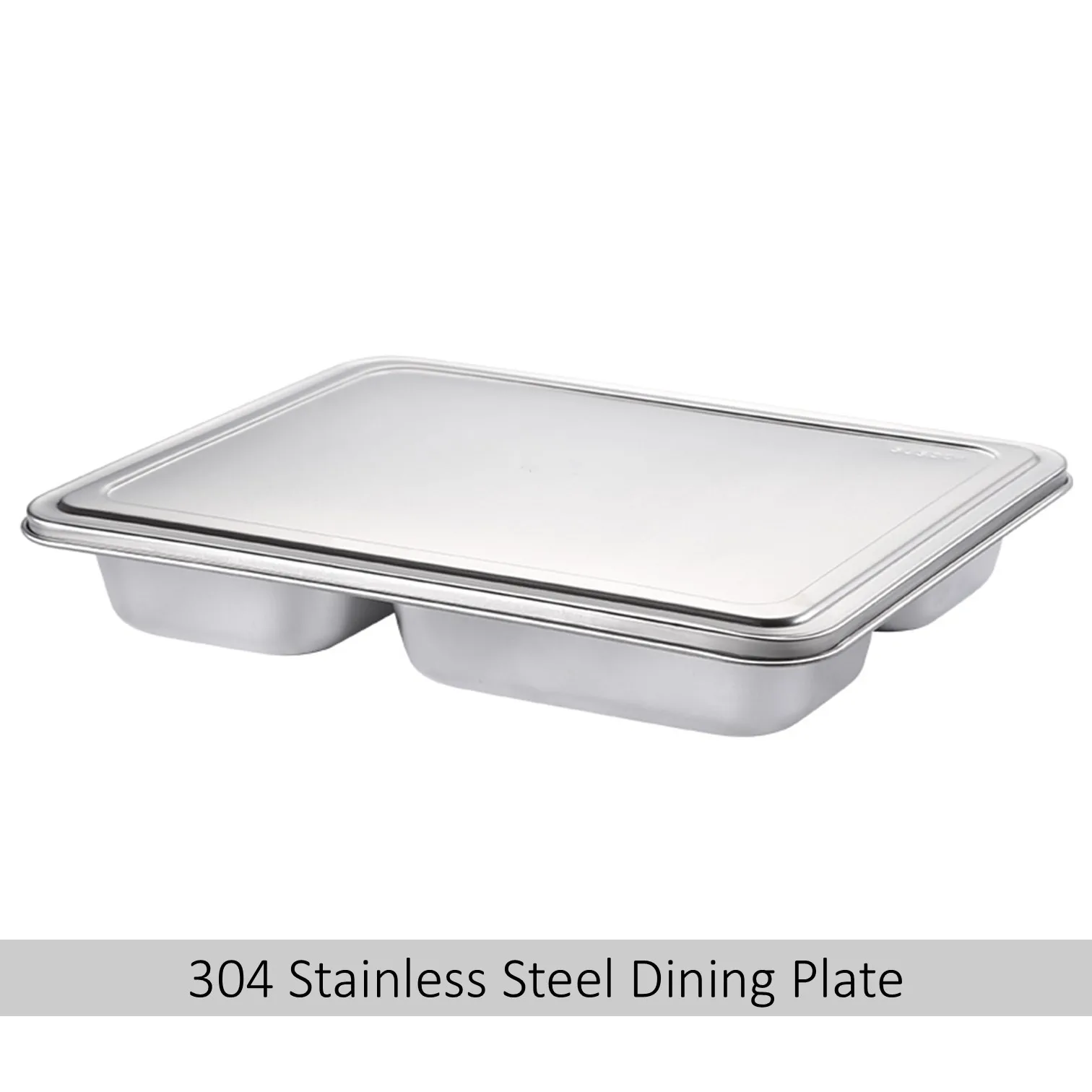 

LFGB Certificated 304 Stainless Steel Meal Box with Cover 4 Grids and 5 Grids Strengthen Dining Plate for Canteen Refectory