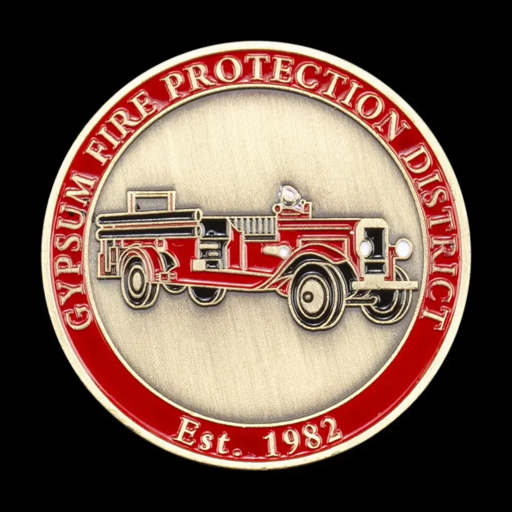 Gypsum Volunteer Fire Department Copper Plated Collectible Coin Basso-relievo Replica Souvenir Coin