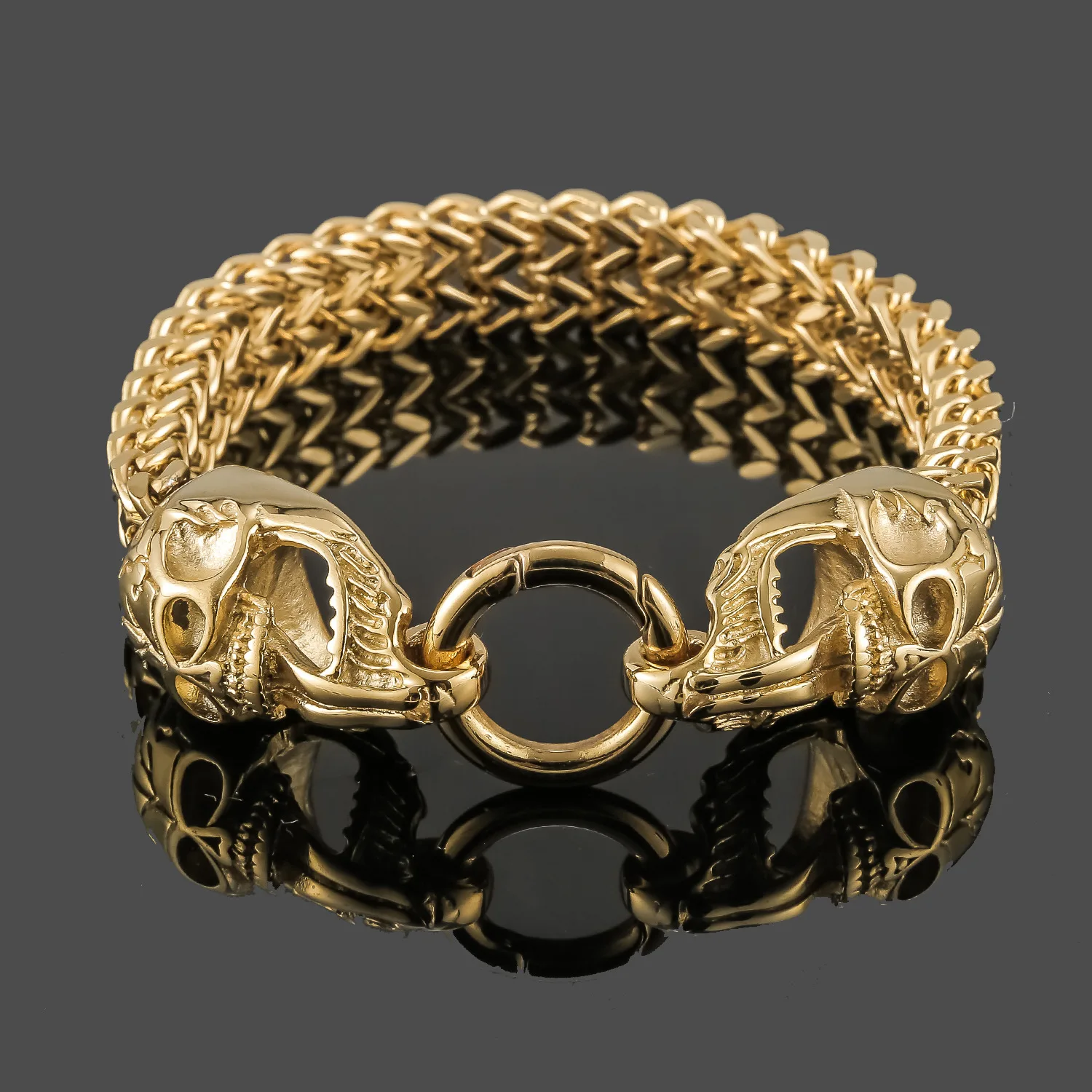 Hot Selling Classic Fashion Punk Stainless Steel Skull Bracelet Men\\\'s Charm Gothic Bracelet Jewelry Gift image 2
