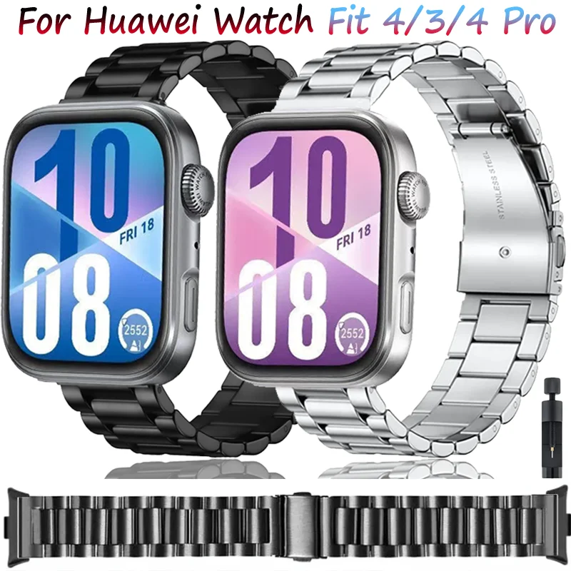 Bracelet en métal pour montre Huawei Fit 4/4 Pro Smartwatch bracelet respirant en acier inoxydable pour montre Huawei Fit 3 accessoire Correa