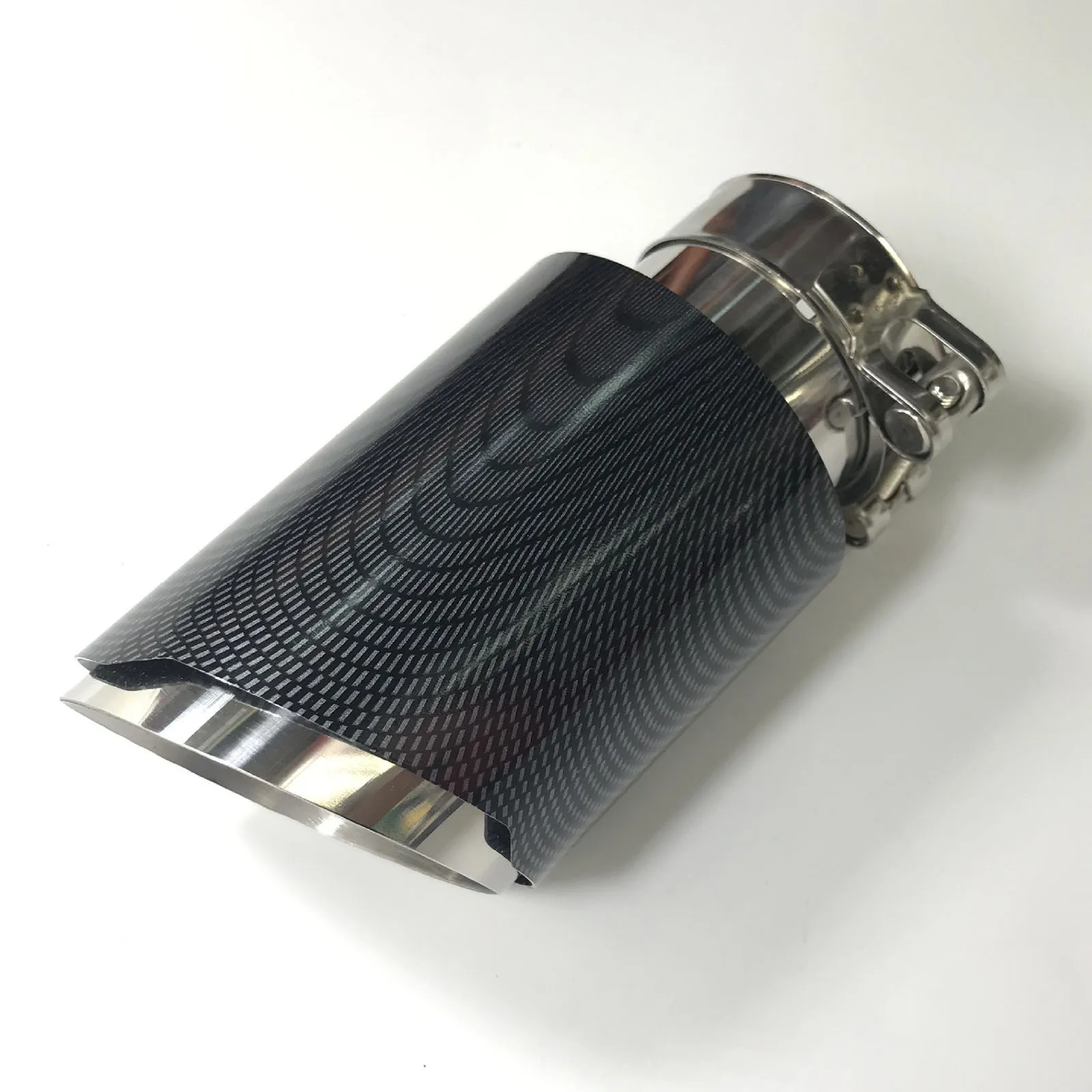 

Одиночный впускной наконечник выхлопной системы автомобиля 63 мм, серебряная труба из нержавеющей стали, глянцевая выхлопная система из углеродного волокна, глушитель, выхлопная труба