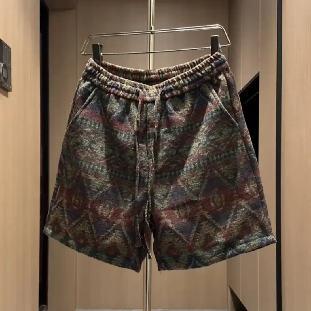 

2025 Summer Men's Shorts New Handsome Casual Trendy Beach Pants Fashionable Loose Jacquard Pentagram Pants Casual Fashion