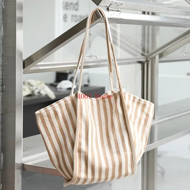 Versatile Canvas Bag Striped Shoulder Bag Artistic Bag Perfect for Any Occasion