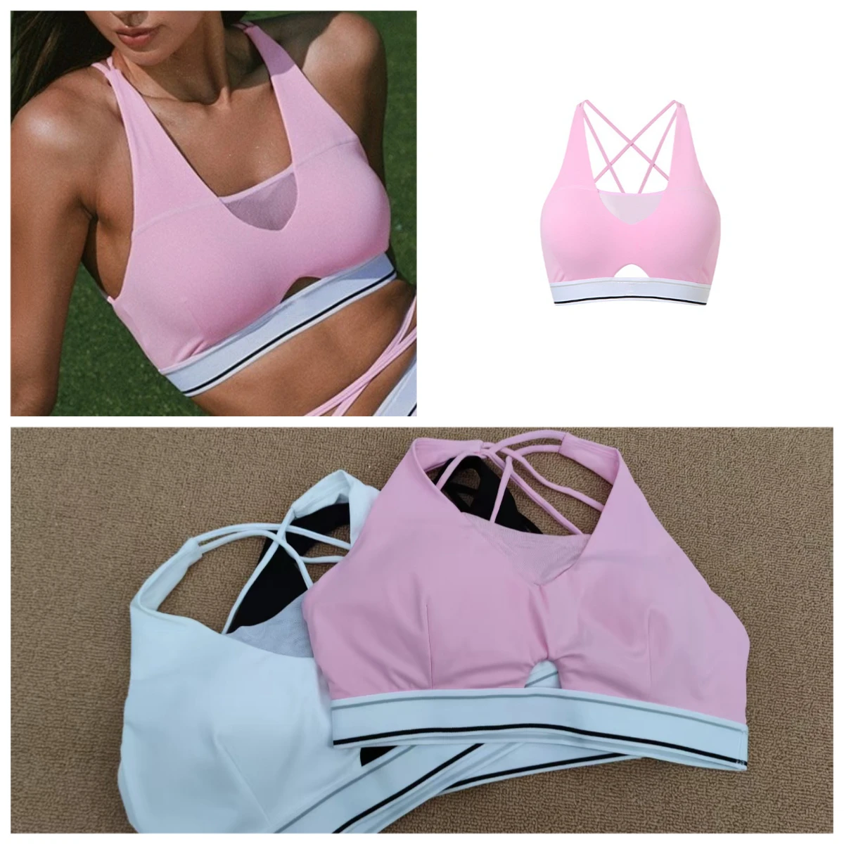 

Sexy Strapless Women's Deep V-neck Gathered Contrasting Color Backcourt Tennis Sports Camisole Underwear Chest Wrapped Vest