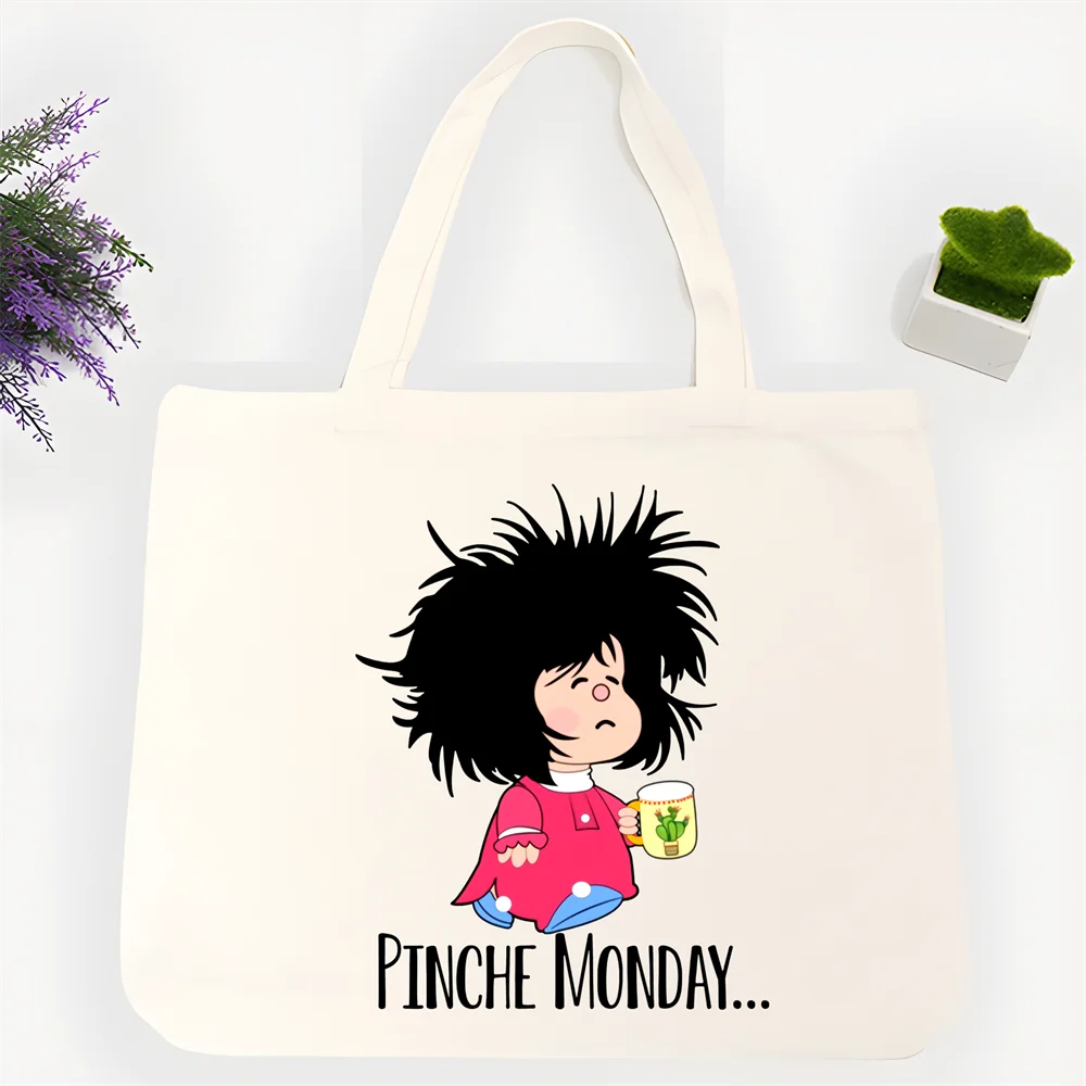 mafalda Women Shopping Bag Eco Reusable Female Tote Bag College Handbag Retro Large Ladies