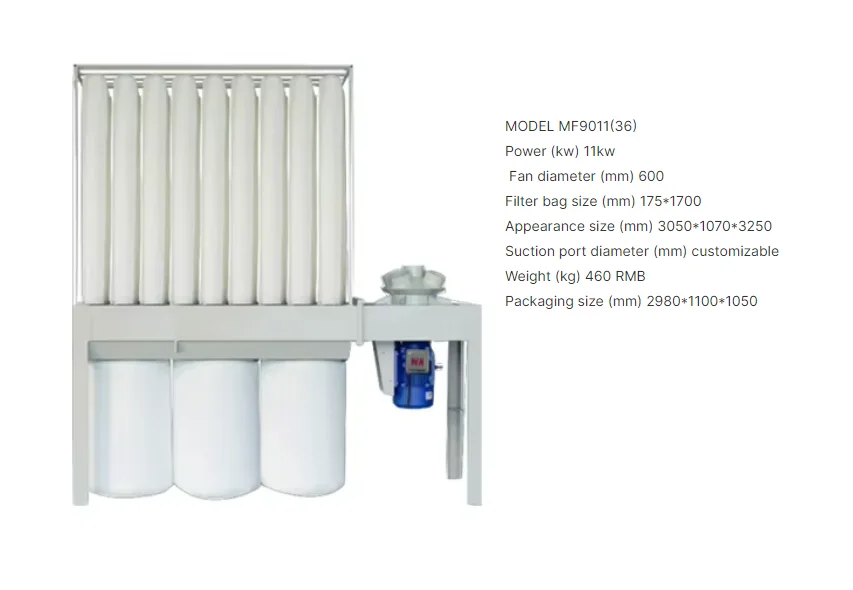 Industrial Woodworking Vacuum Dust Collector Central Bag Type High-Power High Suction 4 kW Motor 350 kg