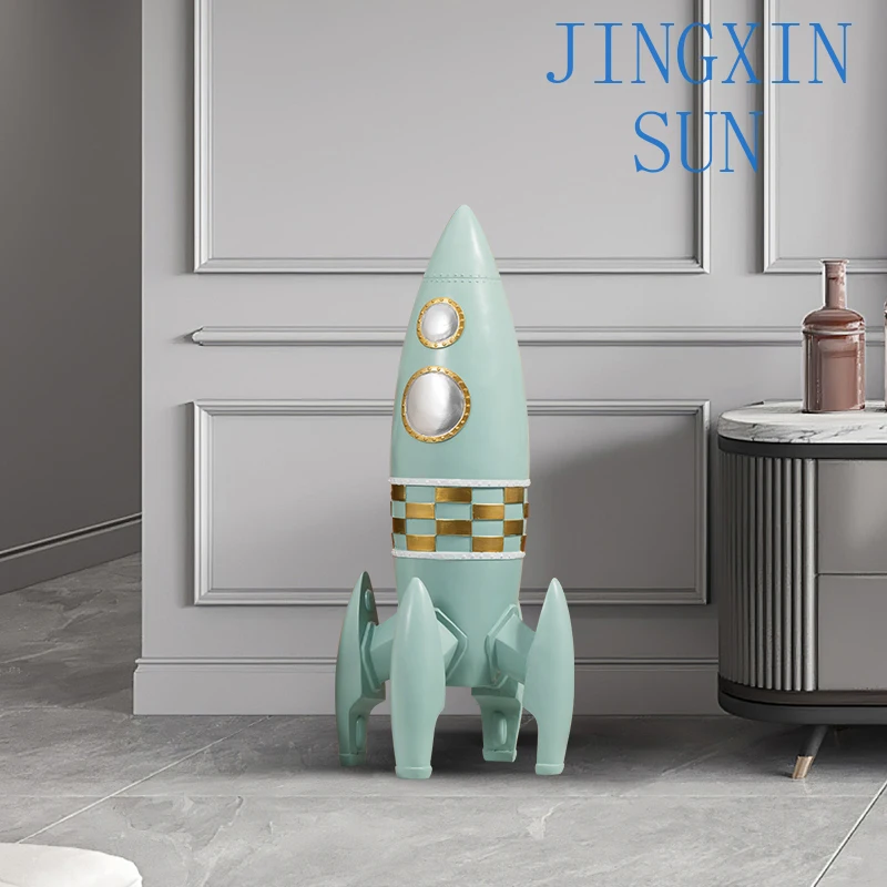 Nordic Home Decor Space Decorative Rocket Floor Decoration in Living Room Figurines Interior Floor Ornament of Resin Lobby d