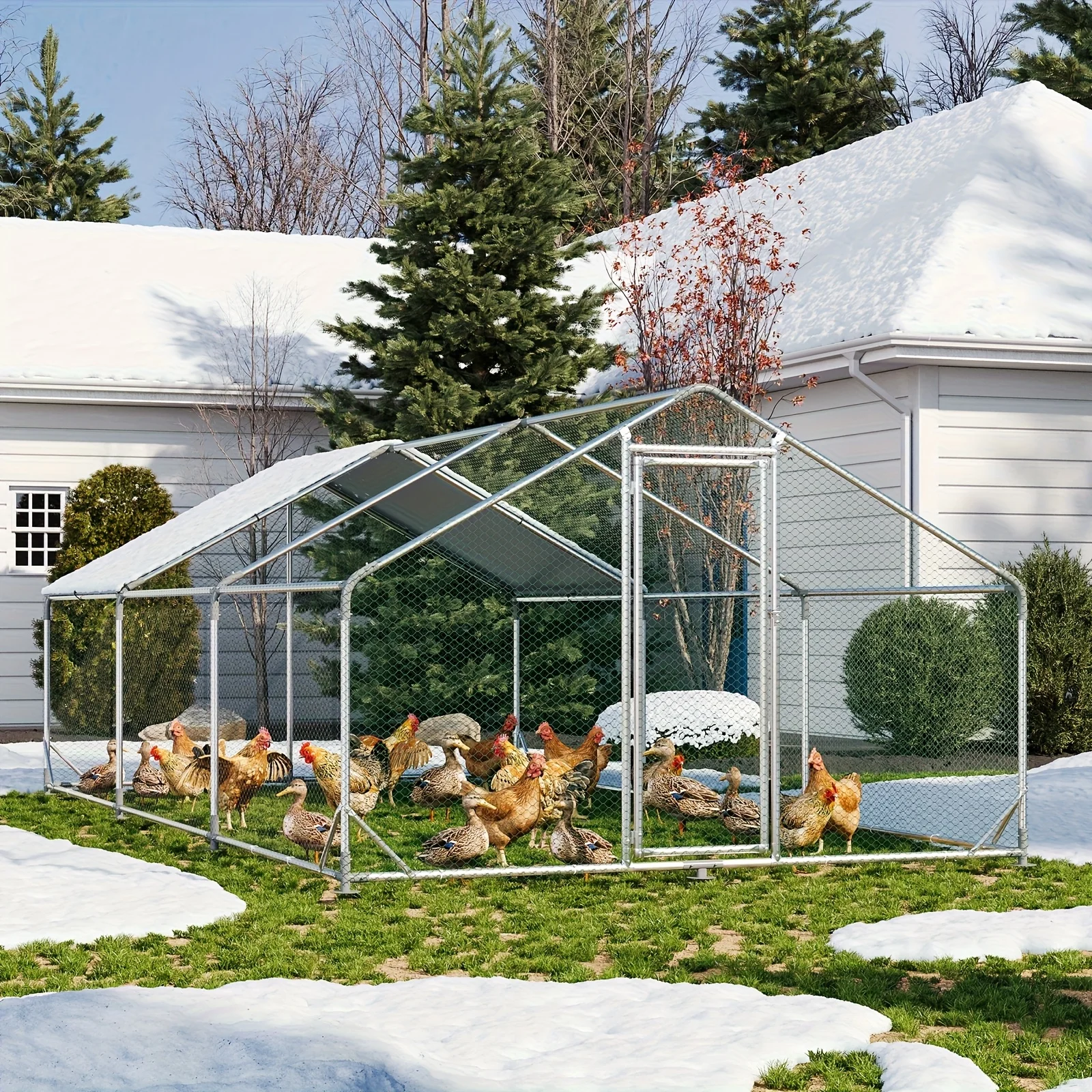 

[Nordivale Metal Coop] Nordivale Large Metal Chicken Coop with Winter Wrap Cover - 10x6.7x6.4ft/20x10x6.4ft Walk-in Chicken Run for Hens/Ducks/Rabbits, All-Weather Poultry Pen with Lock for Outdoor and Backyard, Farm, Duck Rabbit Cage Poultry Pen