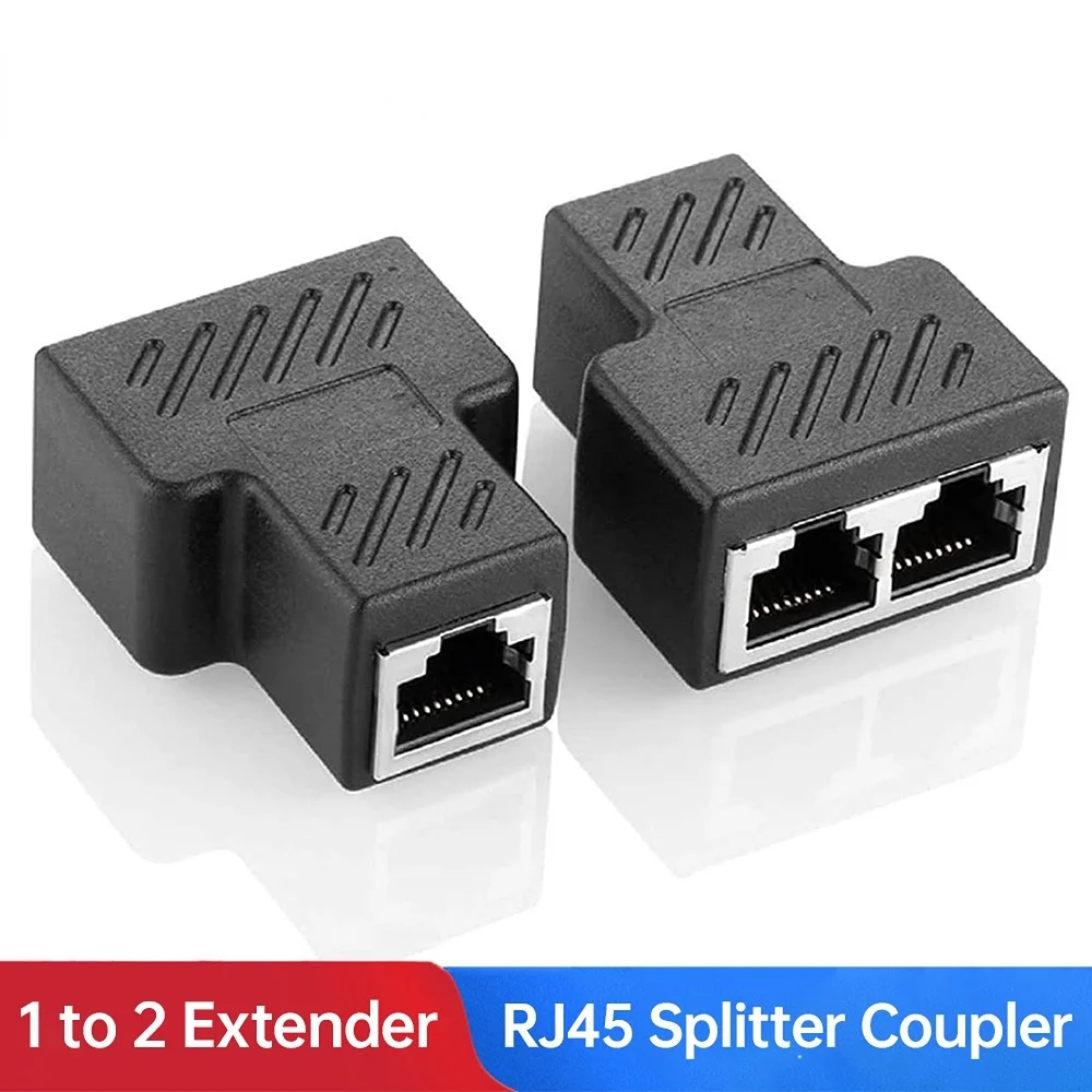 RJ45 Splitter Connector 1 to 2 Ethernet Extender Adapter Female to 2 Female RJ45 Coupler