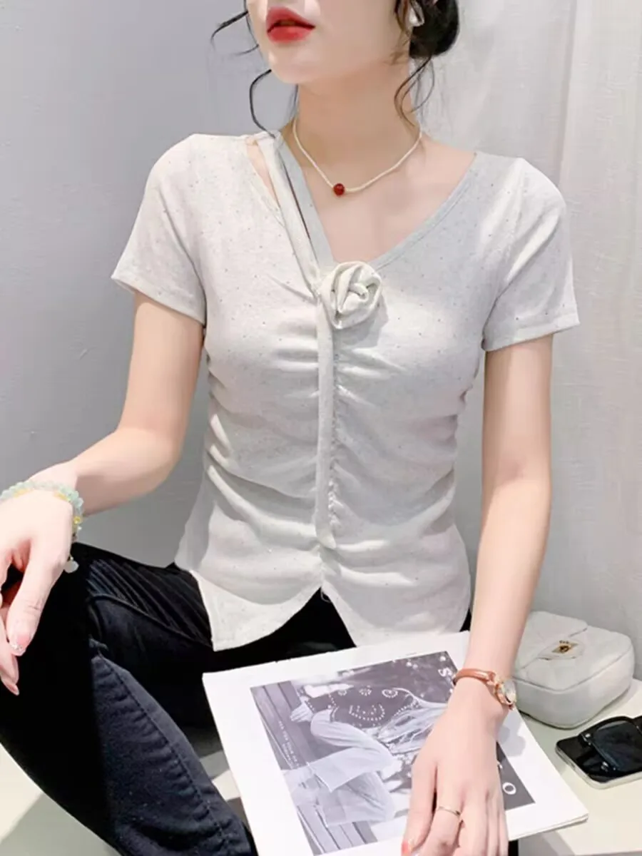 ชุดเพชรมาใหม่ล่าสุด2024ชายเสื้อทีเชิ้ตสีพื้นสำหรับผู้หญิง100% คอกลมแขนสั้น S-4XL สำหรับฤดูร้อน