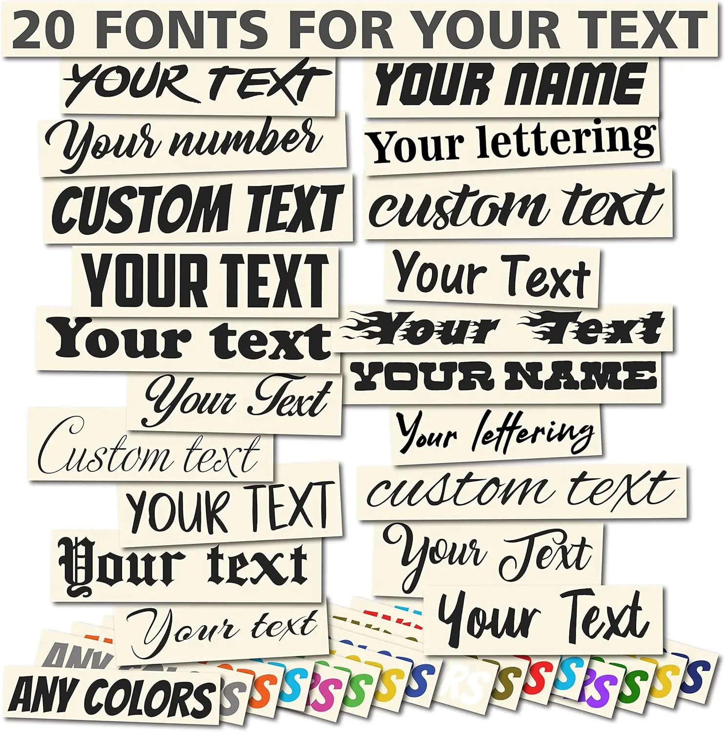 

Виниловая наклейка с персонализированным текстом: ваше имя, номер и пользовательские надписи - водонепроницаемая наклейка для лобового стекла автомобиля, бампера, лодки