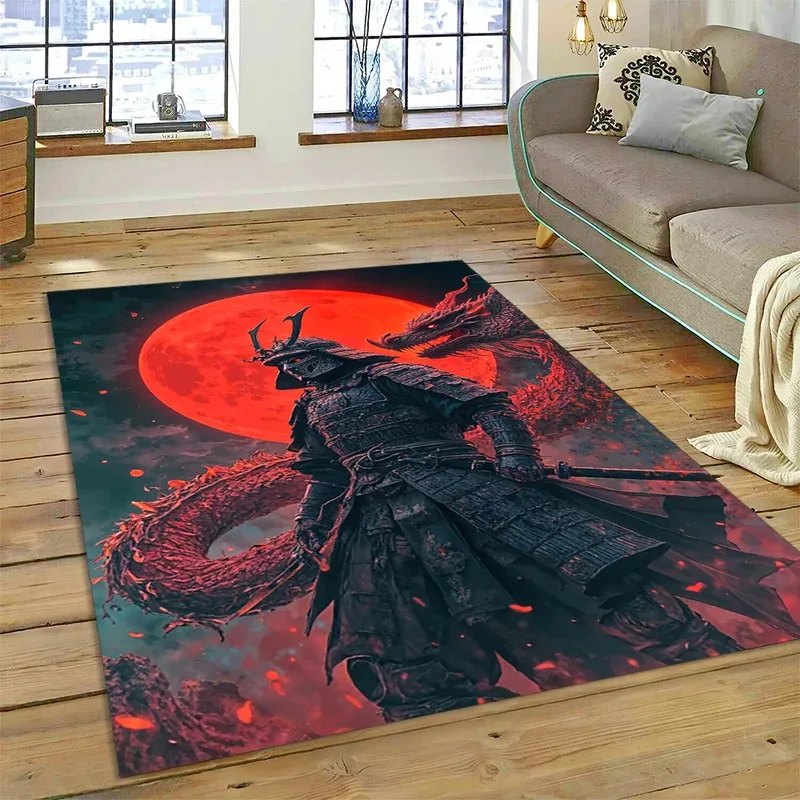 

LMB 632025 New 3D Japanese Samurai Bushido Katana Cartoon Carpet Rug for Living Room Bedroom Home Sofa Decoration,Non-slip Fl5
