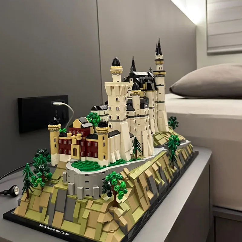 

Замок Neuschwanstein, архитектурная модель, Европейский замок, лесной пейзаж, строительные блоки, кирпичная игрушка, Рождественский подарок