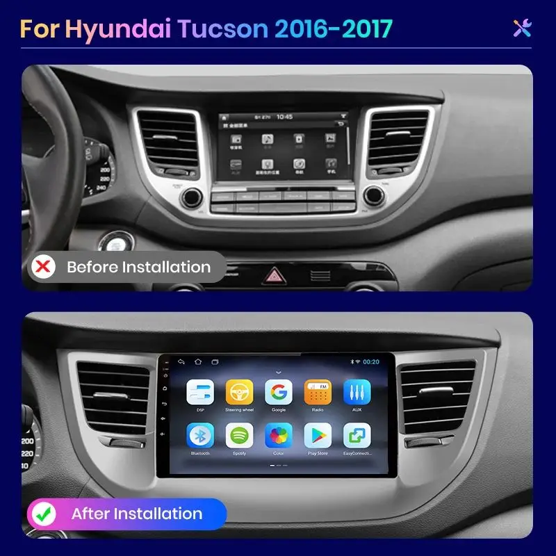 For Hyundai IX35 Tucson 3 2015 - 2018 Wireless CarPlay for Apple Android Auto Car Radio GPS WiFi BT 4G 8Core Multimedia Stereo