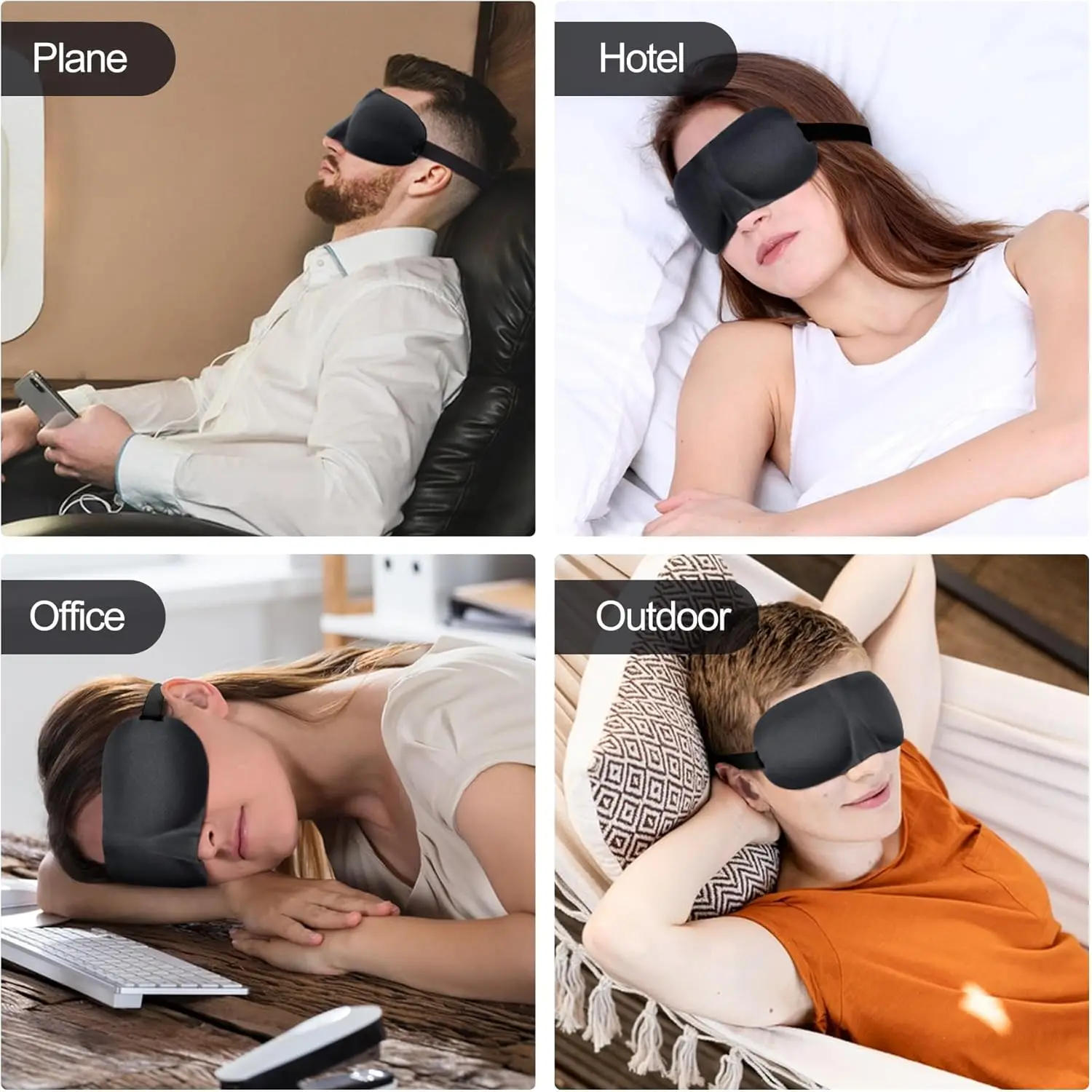 Sleep Eye Mask for Zero Pressure 3D Light Blocking Patented Design Night Blindfold Shade Cover Travel snoring  dormir  earplugs