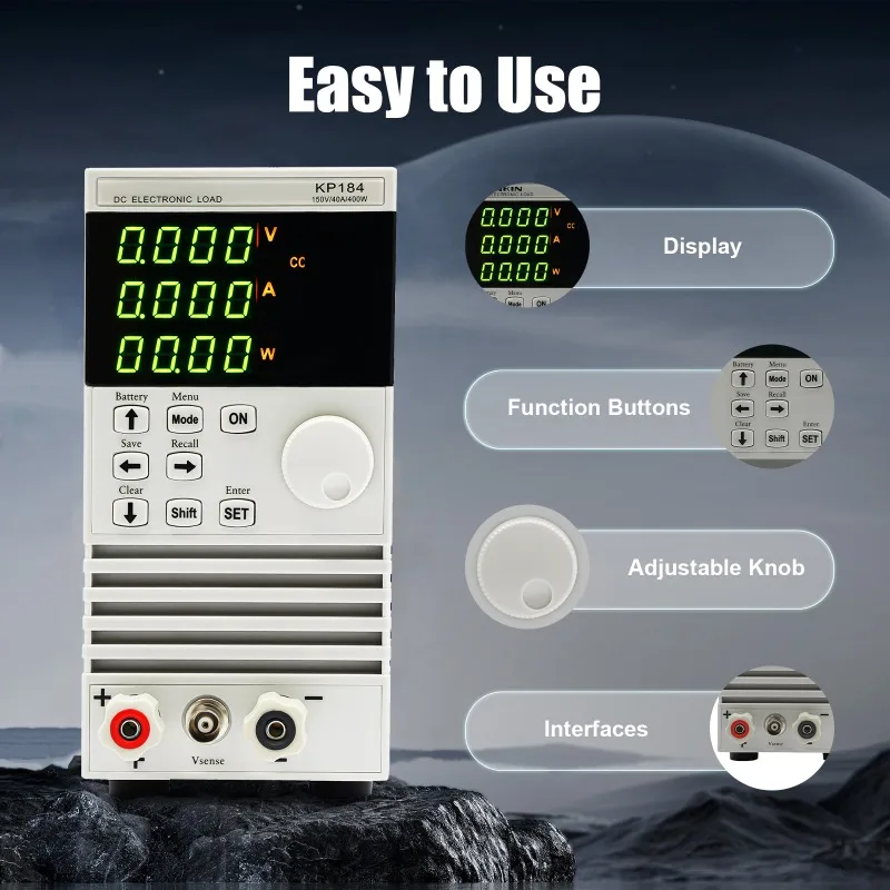 DC Electronic Load Tester, Single Channel High Precision Digital DC Load Battery Capacity Tester Power Tester