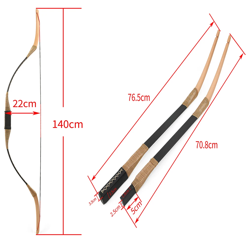 20-35lbs Archery Split Traditional Bow Leather Manual Quick Assembly Convenient for Outdoor Adult Shooting Hunting Accessories