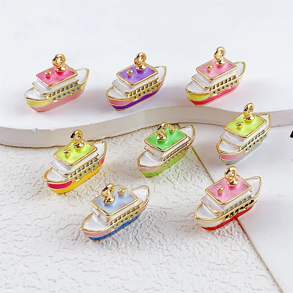

14pcs DIY Mix Alloy Oil-drop Solid Cruise Ship Shaped Pendant Jewelry Accessories Bracelet Earrings