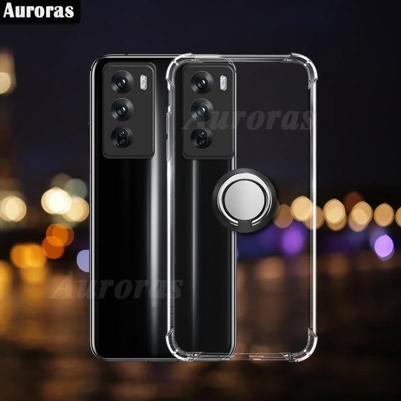 Auroras For OPPO Reno 12 Pro 5G Case Adsorbable Ring Transparent Airbag Silicone Shell For OPPO Reno 12F 4G/5G Cover Fundas