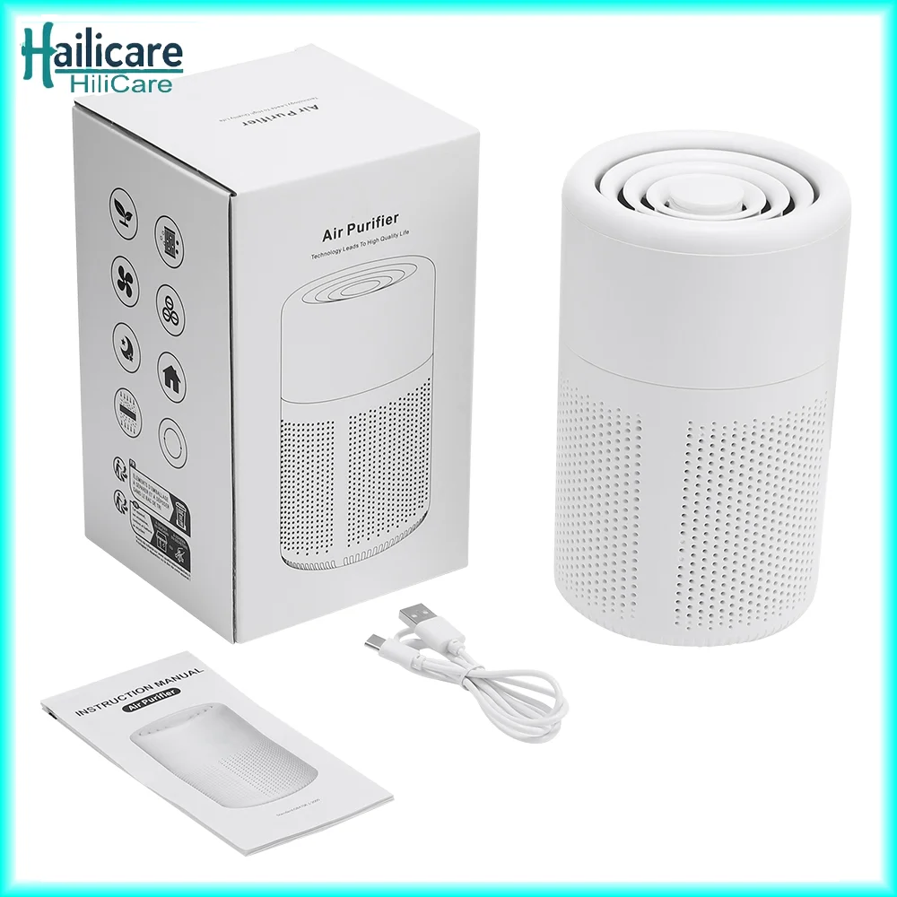 

Desktop Air Purifier Filtered Air Smoke Odor Removal Negative Ion Generator Small Air Cleaner Portable Efficient Purifying Air