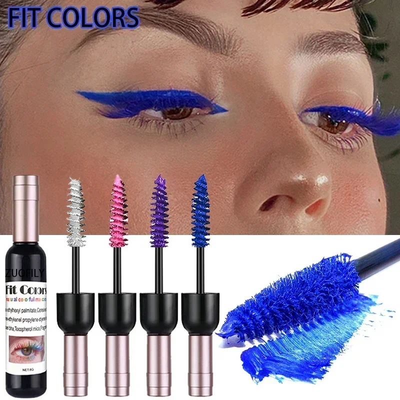 Wine Bottle 4D Silk Fiber Eyelash Mascara Waterproof Fast Dry Eyelashes Curls Extension Makeup Eyelashes Waterproof Blue Ink