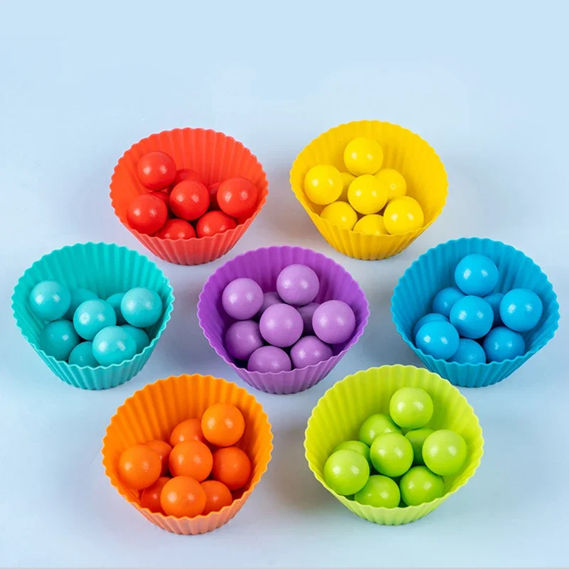 Cuentas con Clip de madera Montessori para niños, clasificación de colores, juguetes educativos de Aprendizaje Temprano a juego, entrenamiento de Motor fino