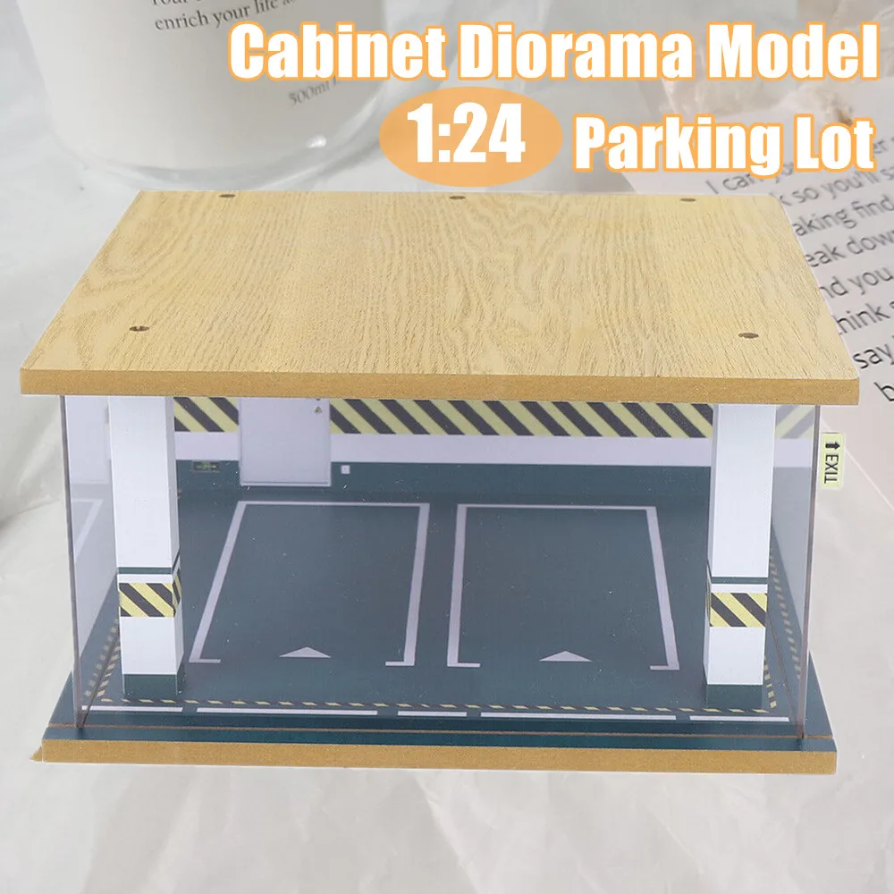 1:24 Simulation Car Model Storage Display Box Desktop Solid Wood Acrylic Transparent Display Box With Lighting Home Decoration