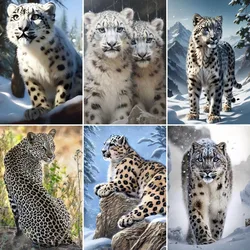 Snow Leopard Picture,5d Diamond Painting,Full Drill Square Round Embroidery,Cross Stitch Kits By Diamonds, Gifts ,Hobby