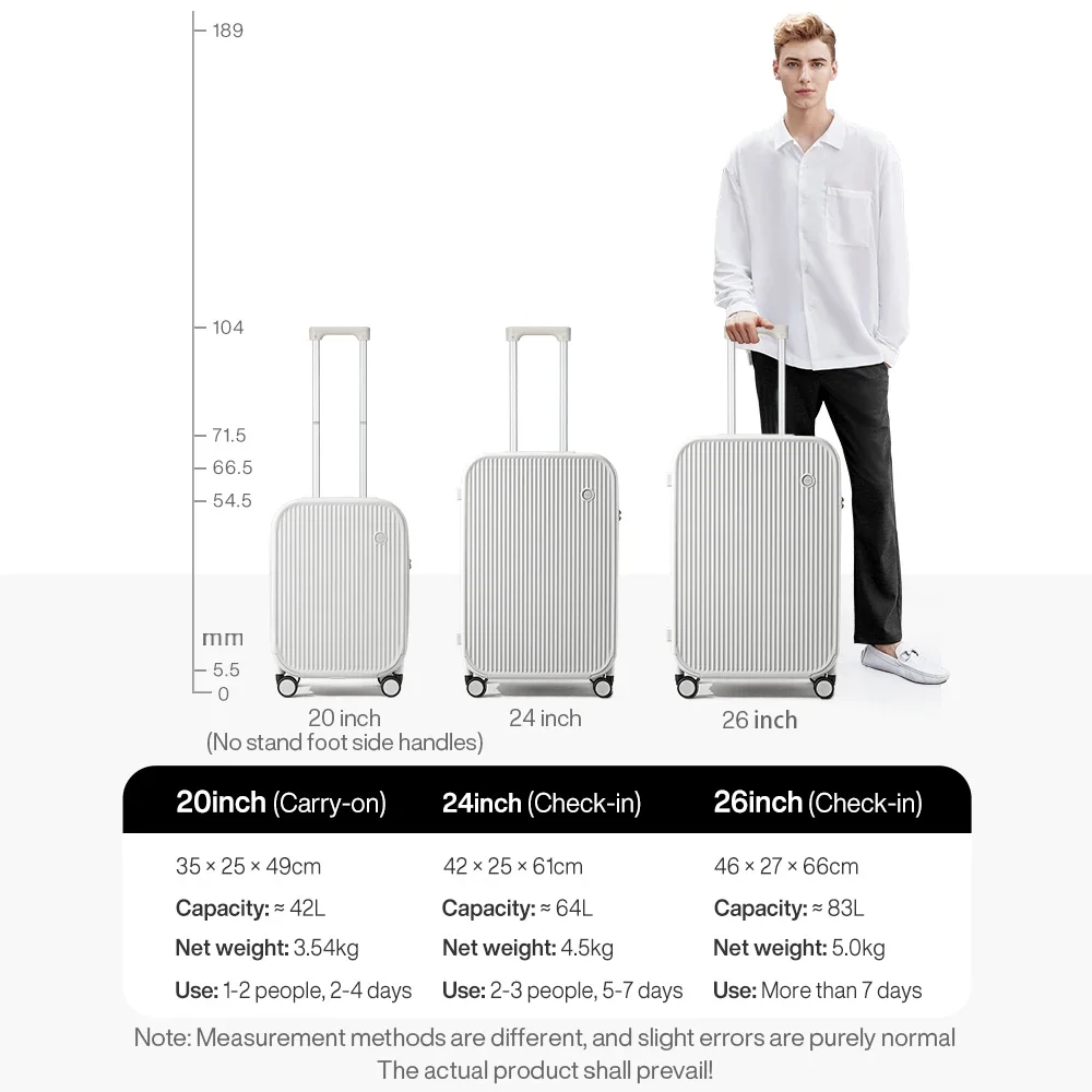 2024 Koffer im neuen Design, Handgepäck mit Tasse, Telefonhalter, Hartschale, Rollgepäck, PC-Spinner-Räder, Trolley-Koffer