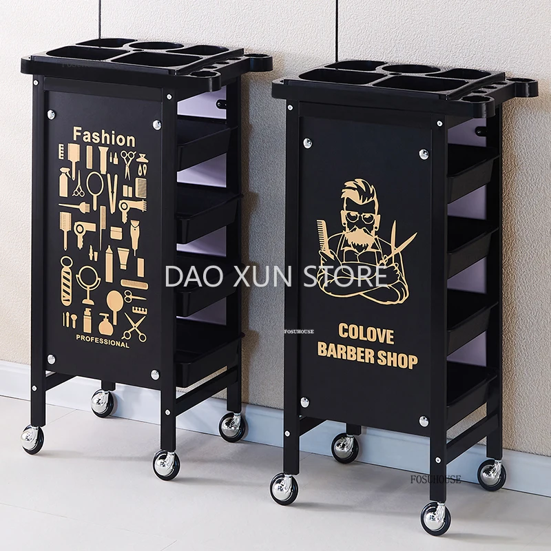 Barber Shop Salon Trolleys Multi-function Tool Cabinet Hair Salon Auxiliary Trolley Beauty Salon Mobile Perm Dyeing Tool Cart