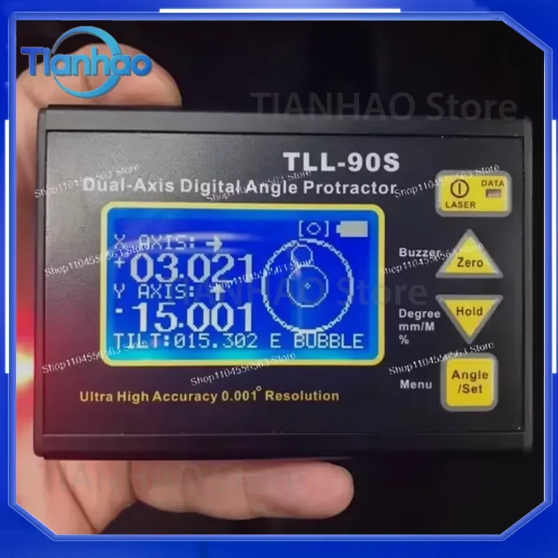 for TLL-90S Ultra High Precision Dual Axis Digital Laser Inclinometer with LCD Display 0.005 Accuracy Engineering Leveling