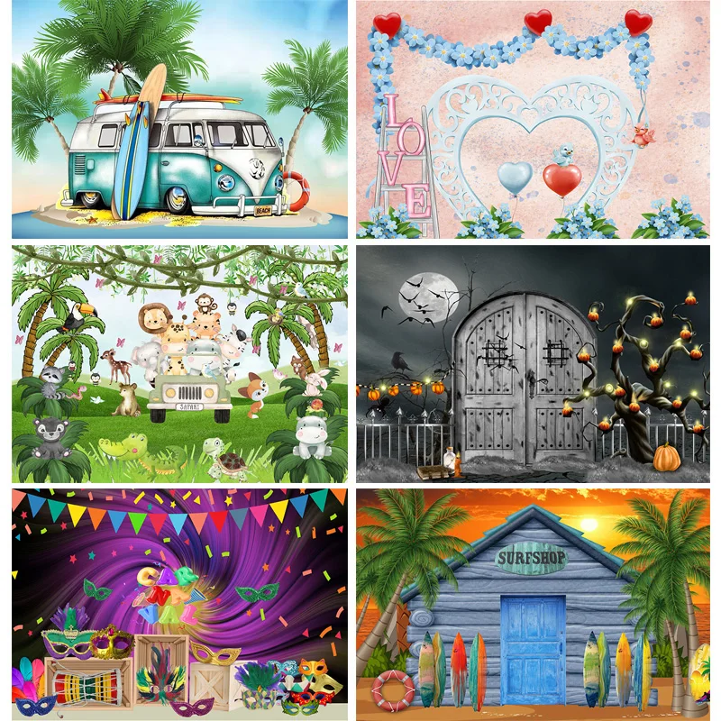 

Jungle Happy Birthday Photography Backdrops Newborn Air Balloon Party Decorations Portrait Photo Studio Background G-11