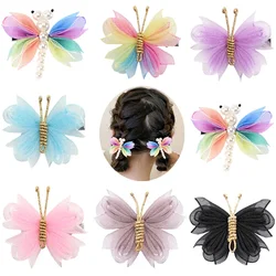 2Pcs Cute Pearl Butterfly Hair Clips para meninas Sweet Kids Hairpins Barrette Summer Headwear Acessórios para o cabelo Hair Ornament Clip