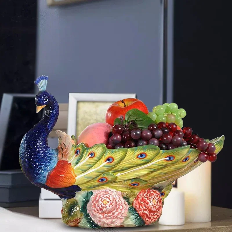 Imagem -02 - Pavão de Cerâmica em Forma de Fruta Tigela de Uso Doméstico Decoração Presente Acessórios para Casa Placa de Sobremesa Armazenamento Prato Trinket Armazenamento Criativo