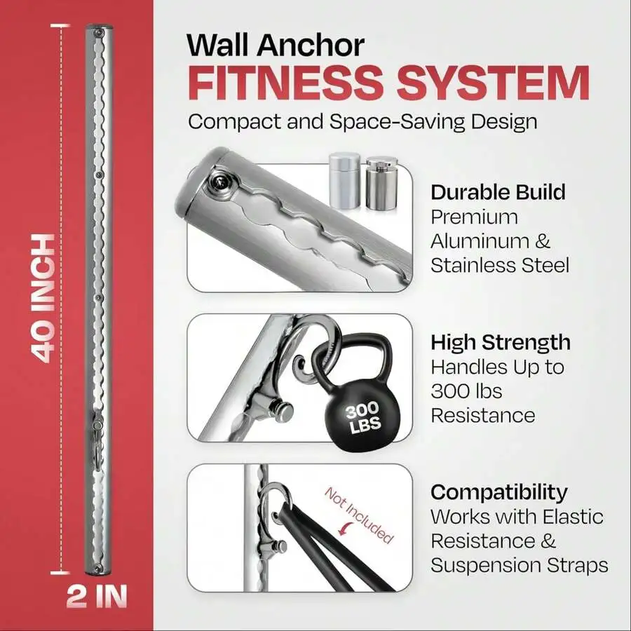 Home Gym Fitness Equipment Wall-Mounted Anchor Fitness System Adjustable, Multi-Functional,
