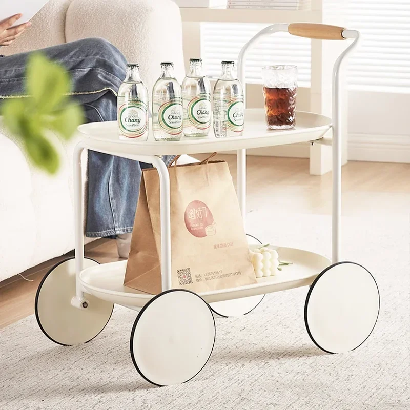 

Cream wind moving cart side family sofa living room square corner a few simple small apartment coffee table modern storage shelf