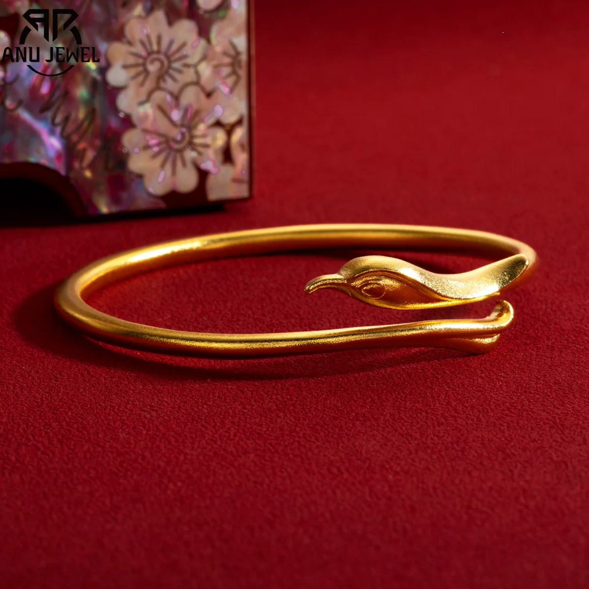 

AnuJewel Phoenix Bangle Bracelet for Women Gold-Covered 925 Solid Silver Real Gold Surface Fashionable Wholesale Jewelry