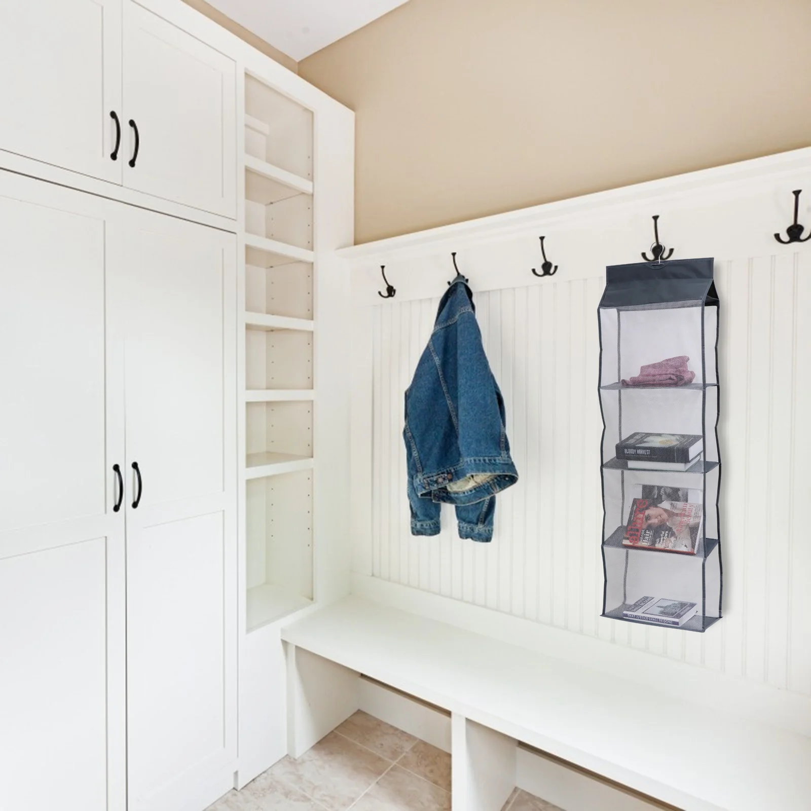 

Bag Storage Hanging Bedroom Closet Organizer Creative Container Shelf Bags Practical Pouch Non-woven Fabric Net