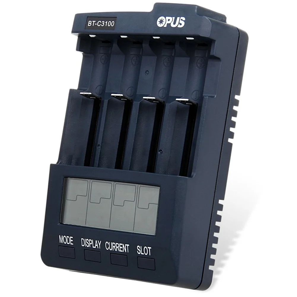 OPUS BT-C3100 4 Slots Battery Charger With LCD Screen Compatible For Lithium-ion NiCd NiMH AA AAA 10440 18650 Batteries