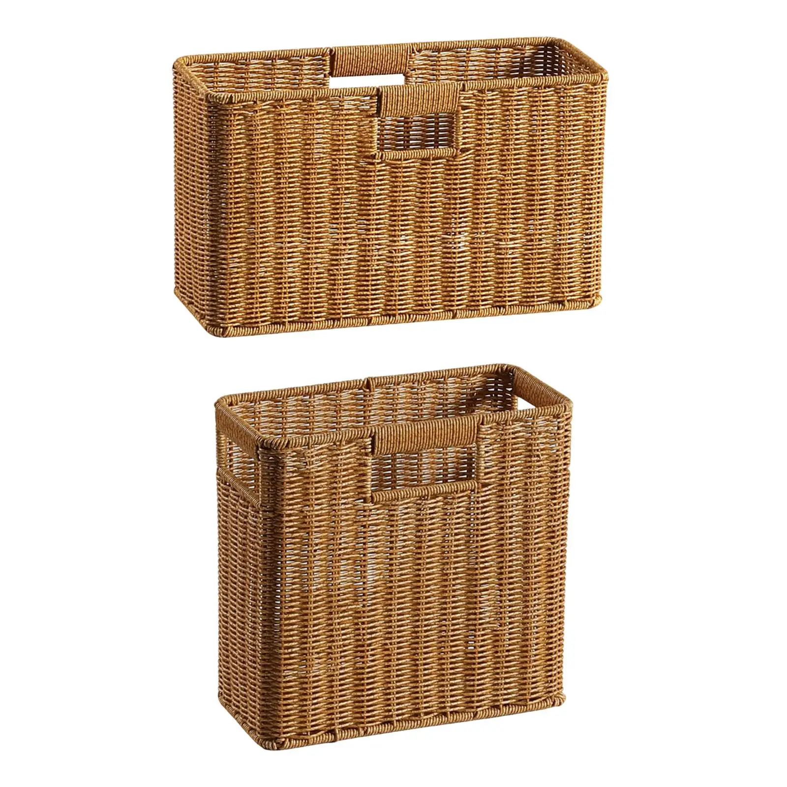 

Rectangular Woven Basket Sundries Storage Bin Organizing Container Decorative Rectangle for Pantry Bedroom Laundry Room Home