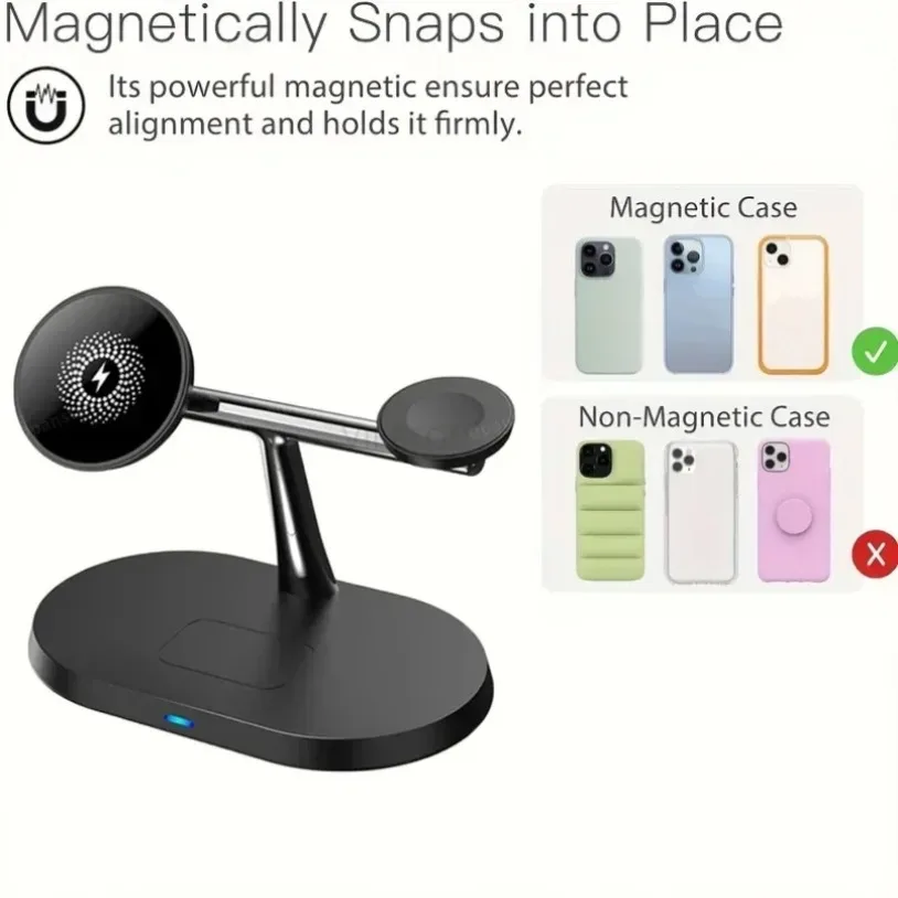 3-IN-1 Magnetic Wireless Charger Phone Charge Dock For Samsung S25 S24 S23 Galaxy Watch 7 6 5 4 3 2 Buds2/3/3 Pro Quick Charging view 2