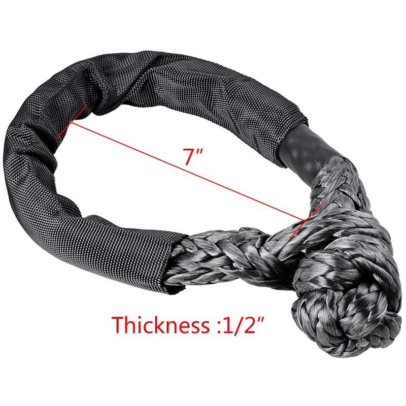 1/2 Inch Synthetic Shackle Winch Rope + Recovery Snatch Ring For ATV UTV SUV Off-Road Towing Truck 4X4 Boat Marine