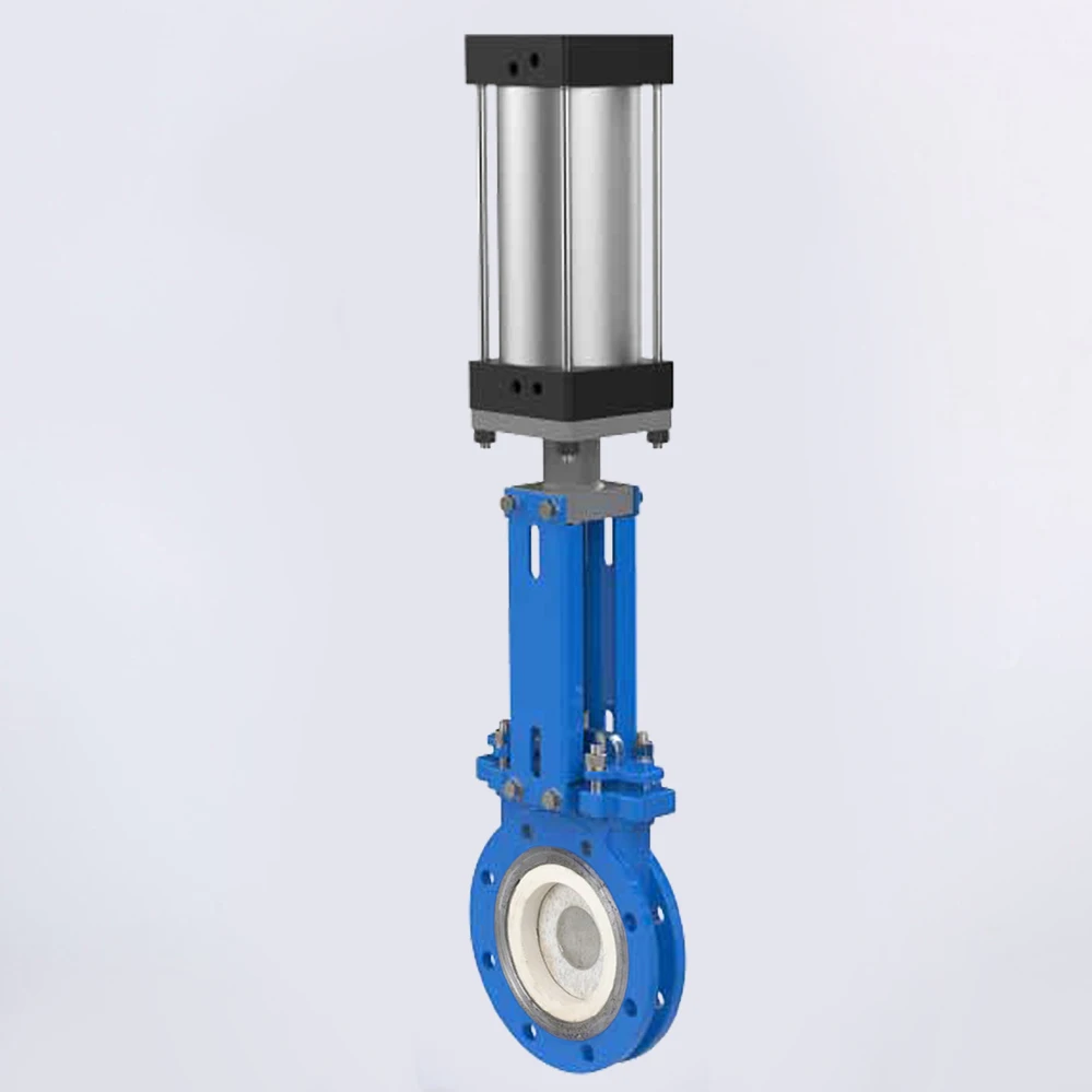 PN10 10 inch Pneumatic ceramic Knife Gate Valve WCB SS304 Pneumatic cylinder Air Control wafer Knife Gate Valve