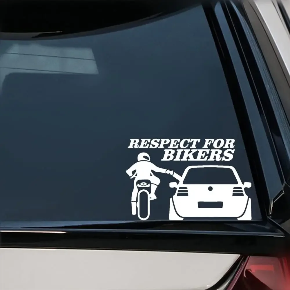 

2PCS Respect for Bikers Car Sticker Funny Vinyl Decal For Auto Window Bumper Laptops Home Helmets Luggage Decor