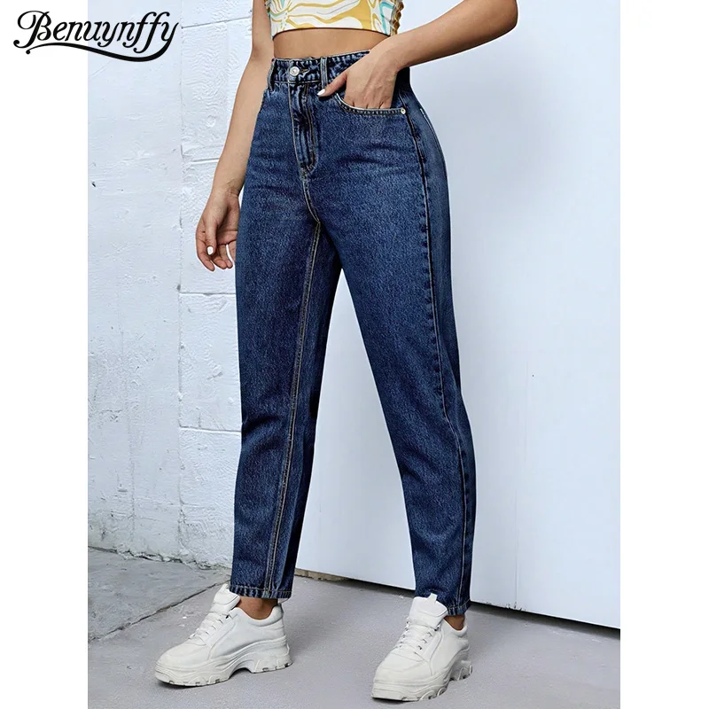 Benuynffy Casual High Waisted Slim Women's Jeans 2026 New Summer Fashion Basic All Match Female Pencil Pants Streetwear Bottoms