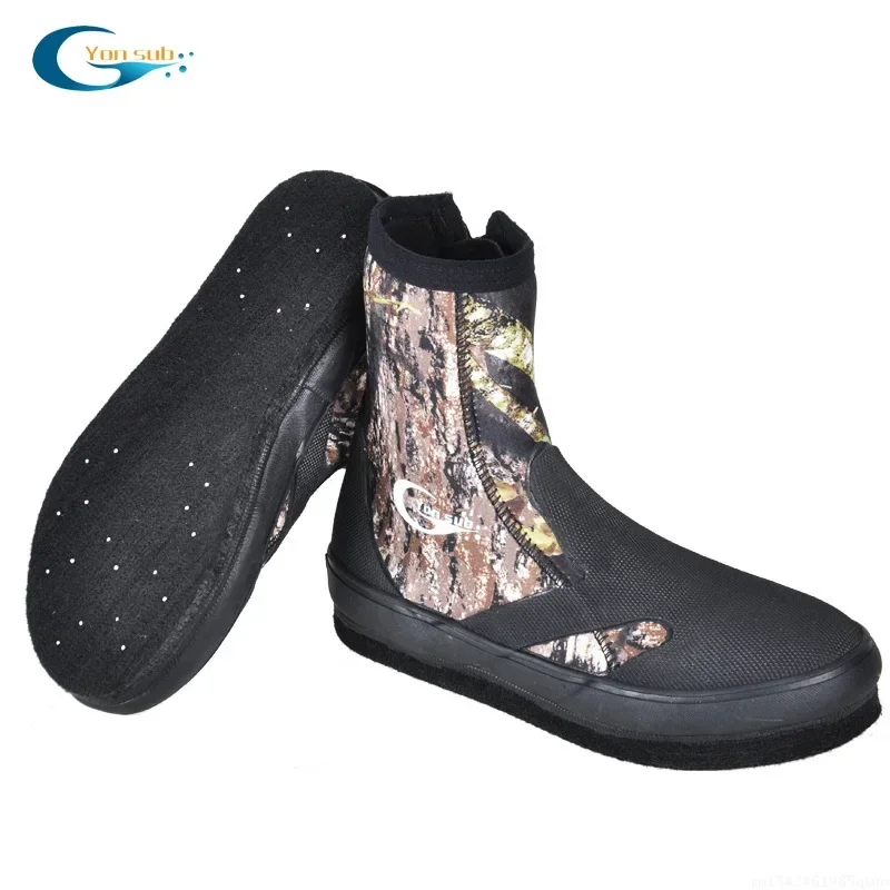 5MM Neoprene Diving Boots Wear-resistant Upstream Shoes Non-slip Fishing Shoes Camouflage Keep Warm Water Sports Shoes