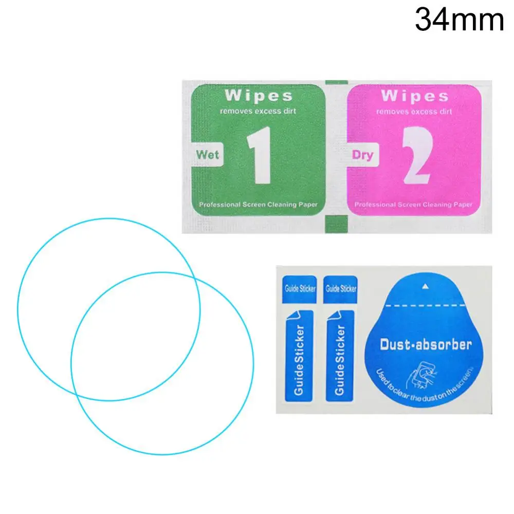 2Pcs Round Watches Tempered Glass Screen Protective Film Diameter 34 35 36 37 38 39 40 41 42 43 mm Screen Guard For Smart Watch